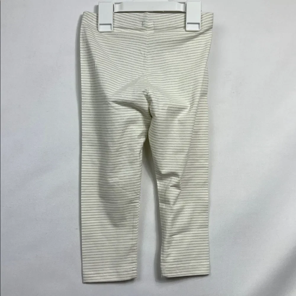 Tea Collection Cream and metallic silver striped leggings New size 6